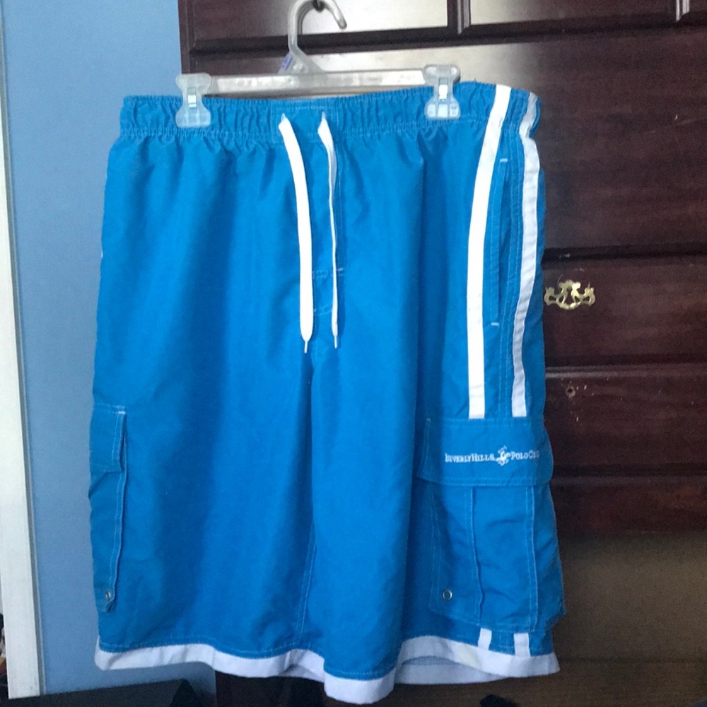 Blue and white bathing suit